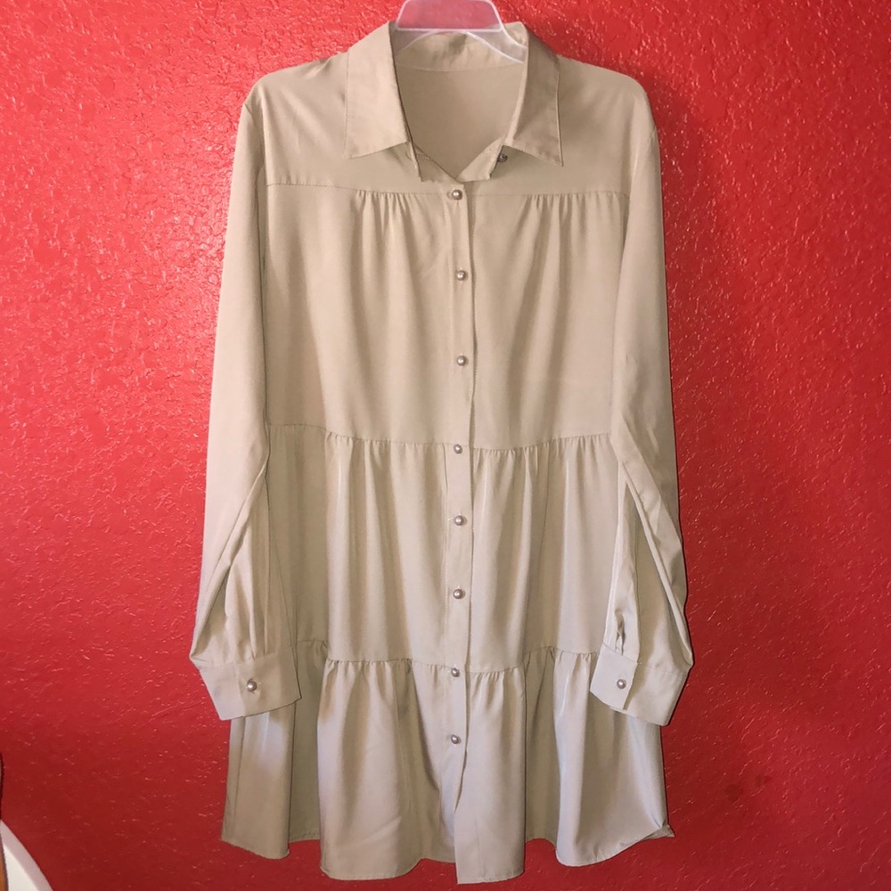 Elegant Cream Button-Down Dress